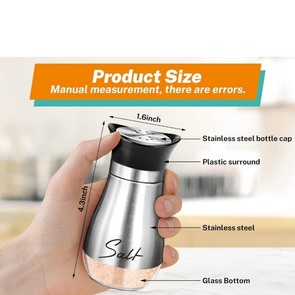 Salt and Pepper Shakers Set,4 oz - Picture 2 of 3